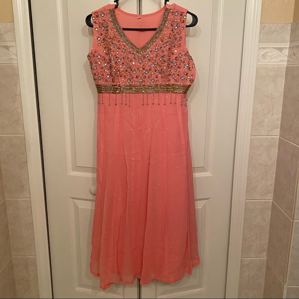 3 Piece Sleeveless Pink Indian Salwar Dress
